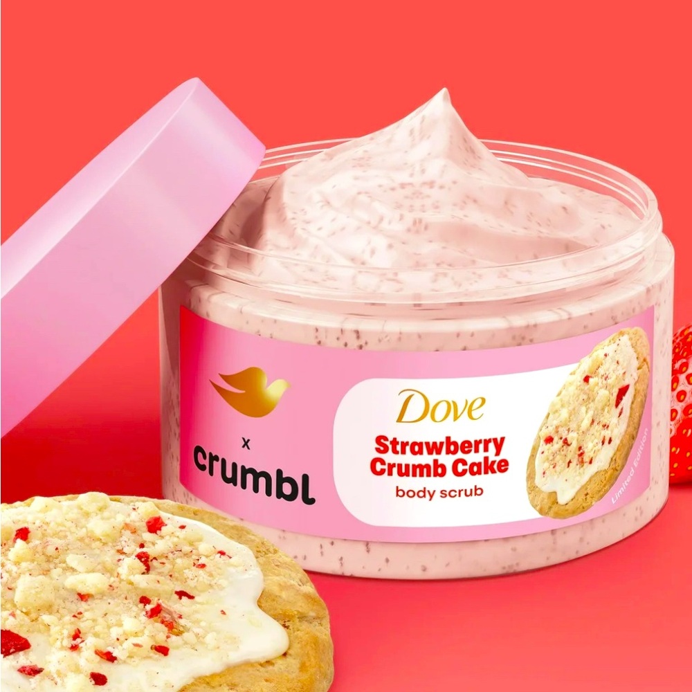 Dove Crumbl Exfoliating Body Scrub Strawberry Cookie, 15 oz